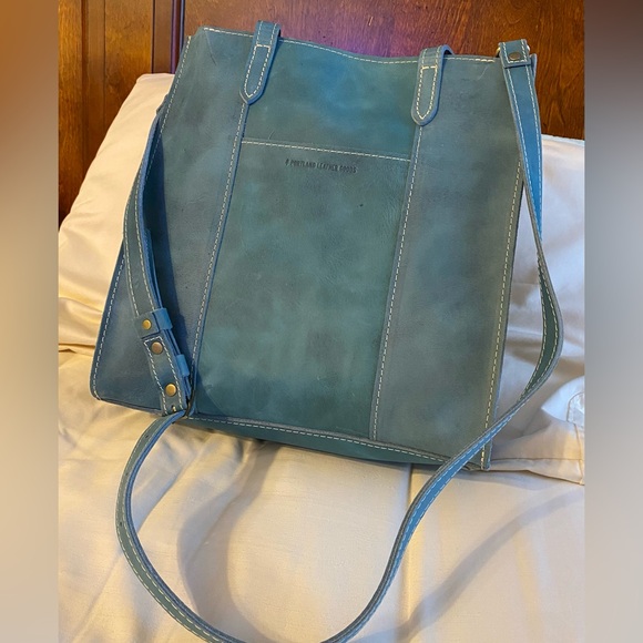 BNNU Portland Leather Aqua Blue N/W large Lola tote - Picture 6 of 6